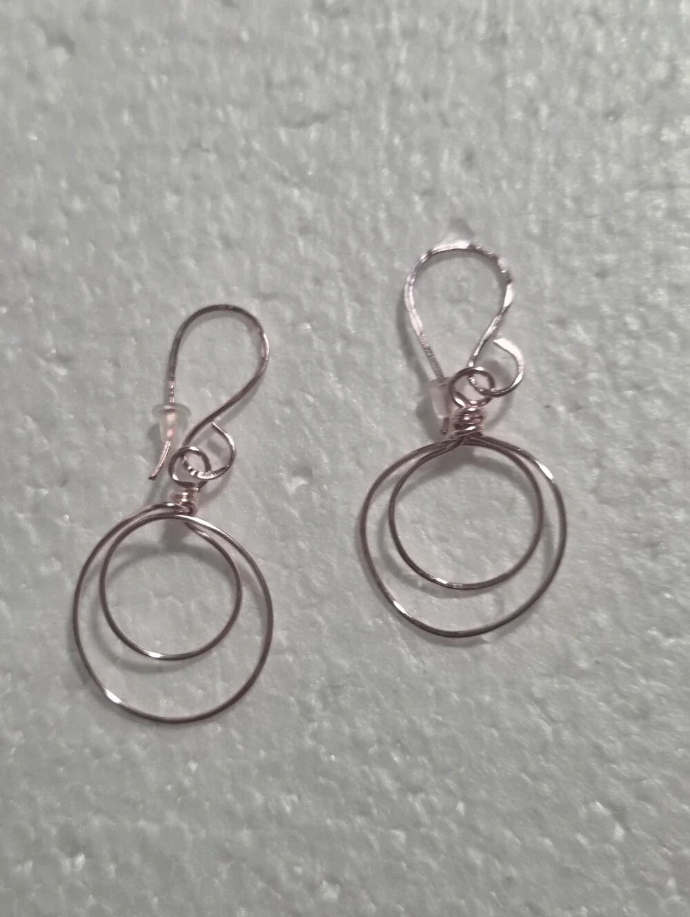 Handcrafted Rose Gold Double Hoop Drop Earrings - Women Jewelry